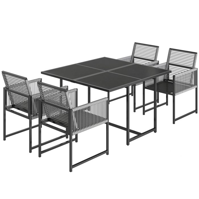 Valwick Light Grey Tempered Glass 4 Seater Dining Set - 120cm