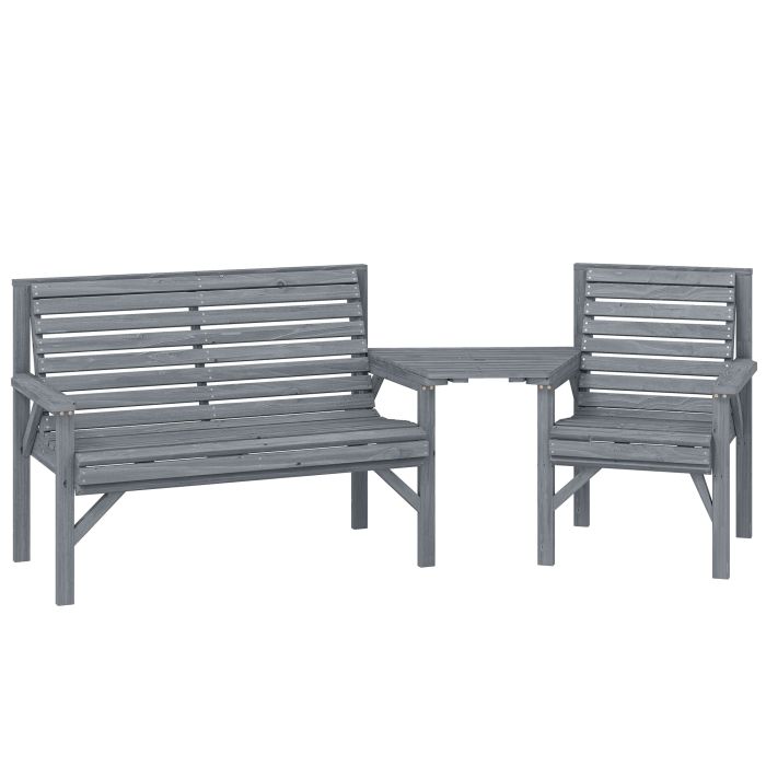 Camford Grey Fir Wood Furniture Set with Parasol Hole - 121cm