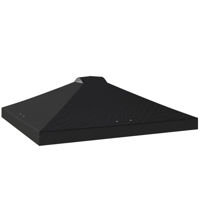 Elmhall Black Fabric 3x3m Waterproof Pop Up Canopy Cover with 8 Drainage Holes - 300cm