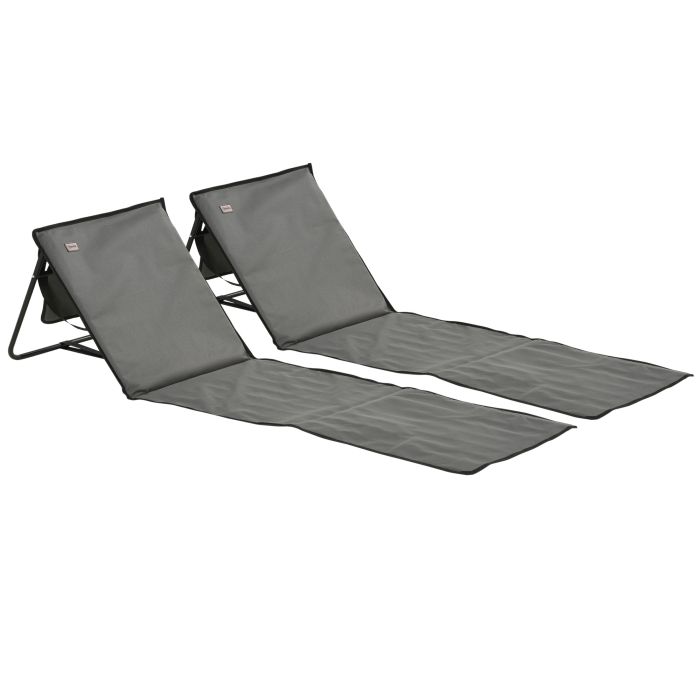 Dorlyne Grey Fabric Sun Lounger Set of 2 - 51cm