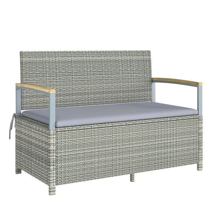 Monier Light Grey PE Rattan Storage Bench - 120cm
