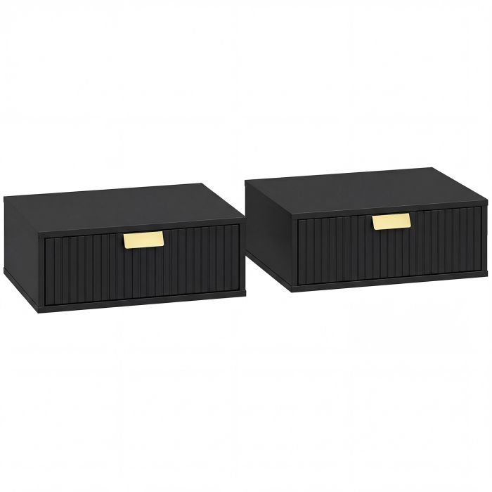 Oakwood Black Bedside Table Set of 2 - 40cm