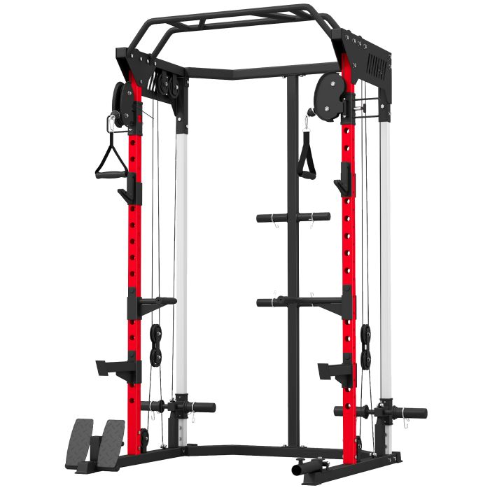 Halix Black Steel Power Rack with Adjustable Cable Pulley System - 128cm