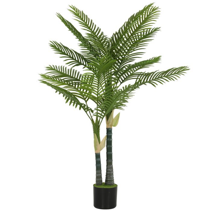 JARIVA 150 cm Artificial Palm Tree with 16 Leaves, Pot and Moss Effect - Green