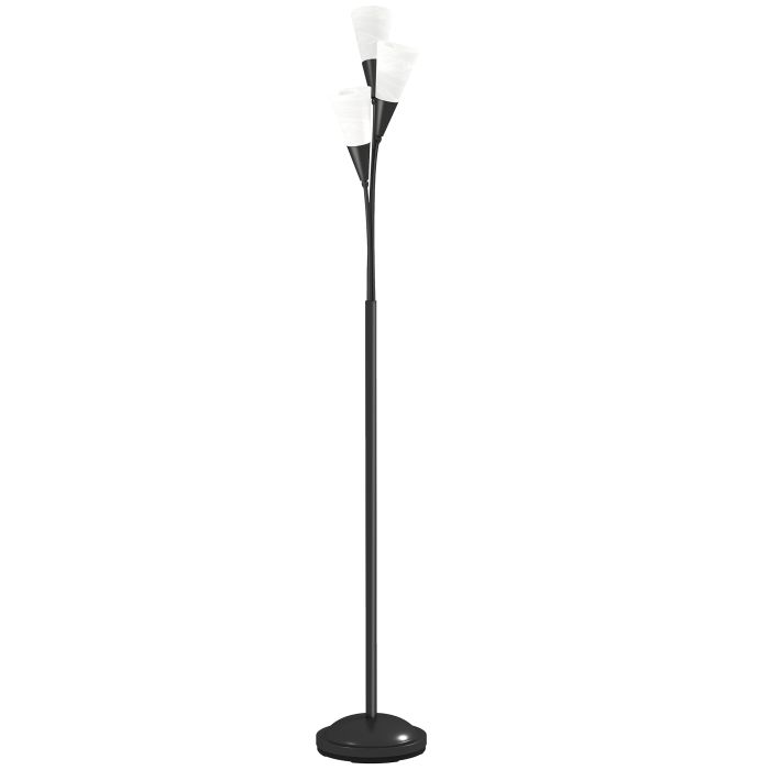 COLESHILL Modern 3 Light Upright Floor Lamp for Living Room - White and Black