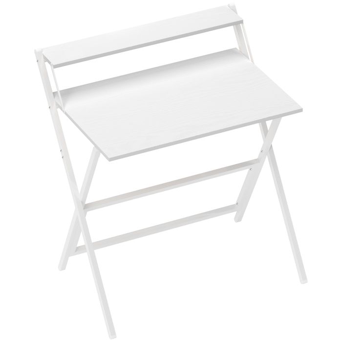 EASTBOURNE 81.5 cm Folding Computer Desk with Raised Monitor Shelf - White