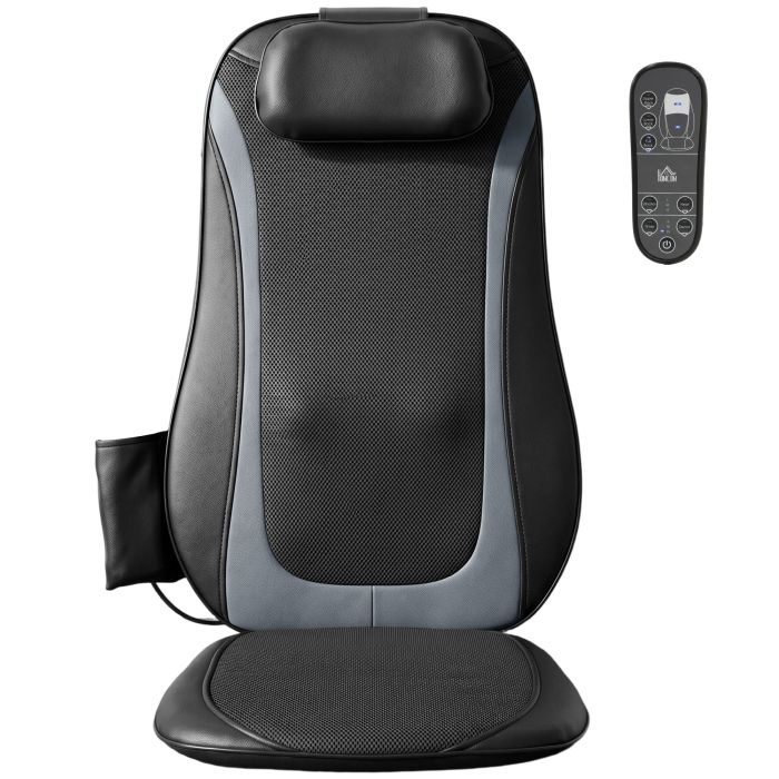 HADLEIGH Heated Back Massager Pad with Deep Tissue Kneading and 3 Level Seat Vibration - Black