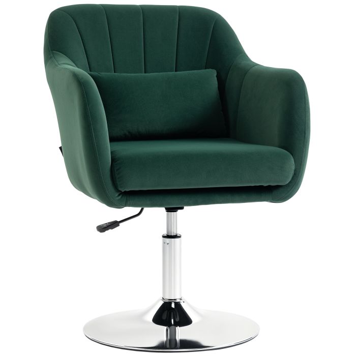 HIGHCLERE Retro Velvet Swivel Tub Chair with Steel Frame and Cushioned Seat - Dark Green