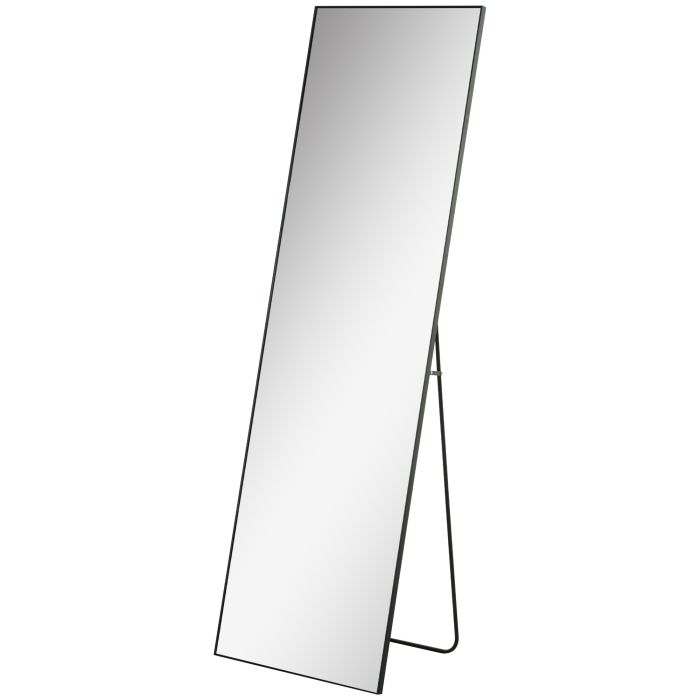 HALSTEAD Full Length Aluminium Framed Mirror for Floor Standing or Wall Hanging - Black
