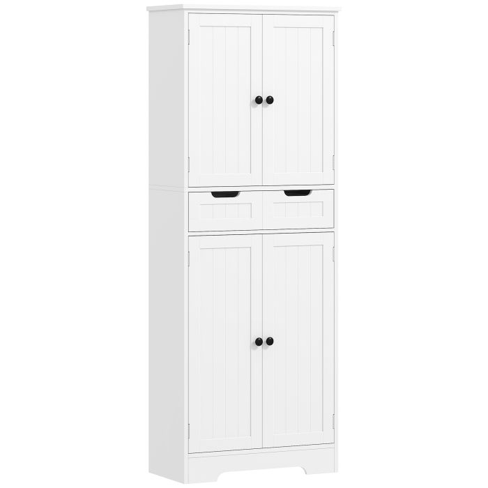MANNINGTREE 160 cm Tall Bathroom Storage Cabinet with Drawer, Shelves and Doors - White