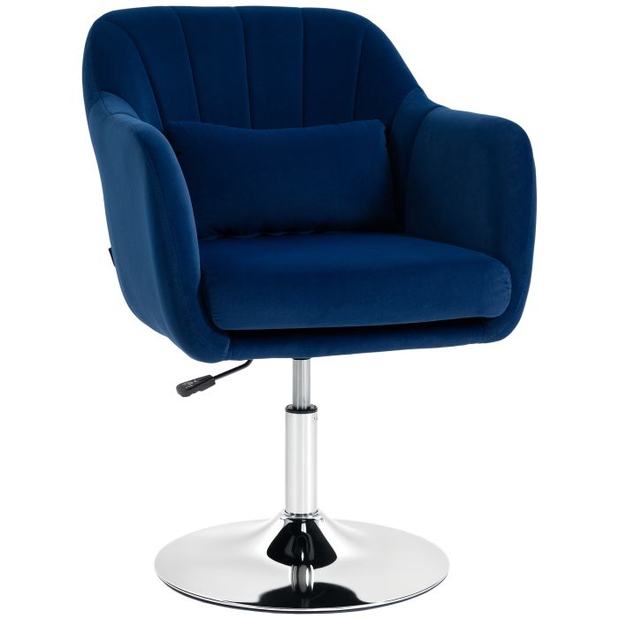 HIGHCLERE Retro Velvet Swivel Tub Chair with Steel Frame and Cushioned Seat - Dark Blue