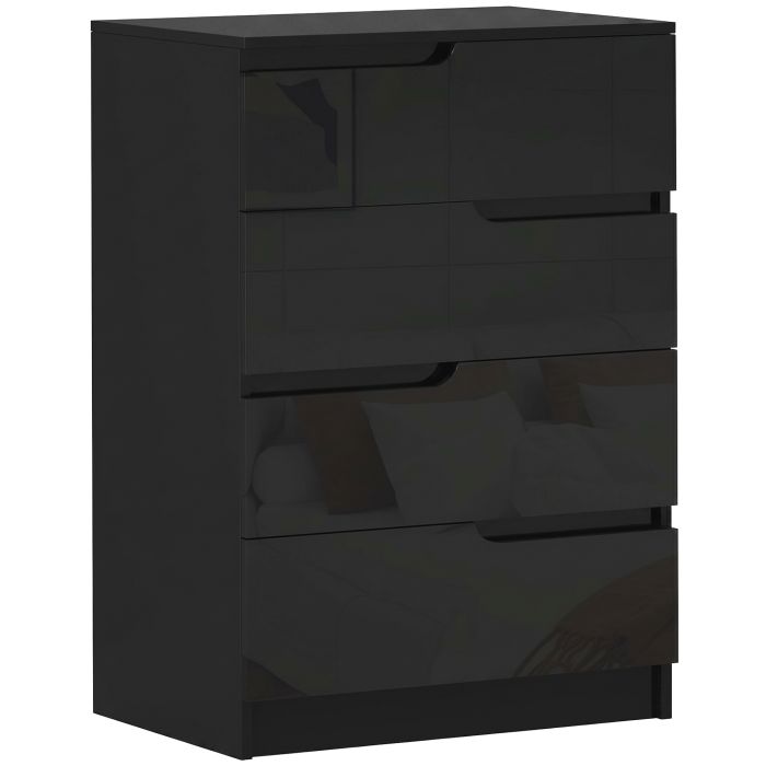 HERNE Black Chest of Drawers - Medium-sized, 4 Drawers