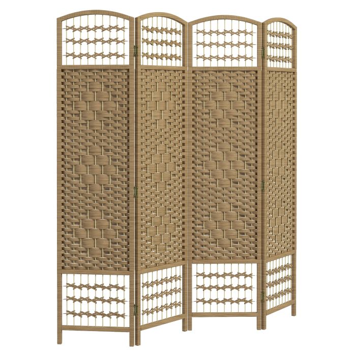IVEGLEN 4 Panel Folding Room Divider and Privacy Screen for Living Room or Bedroom - Natural Wood Finish