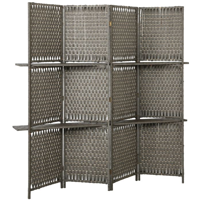DURHAM Wave Fibre Freestanding Folding Room Divider and Privacy Screen - Grey