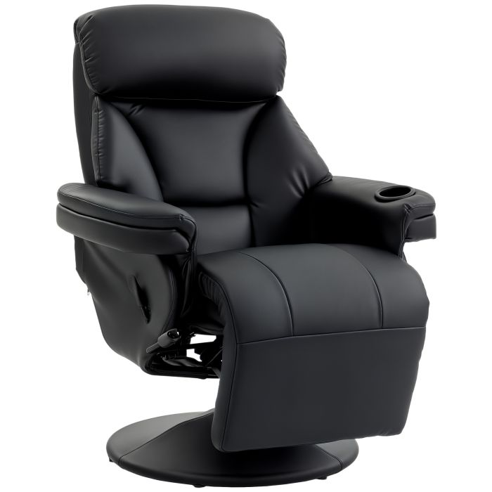 GARLEN Upholstered Manual Recliner Armchair with Footrest and Adjustable Backrest - Black