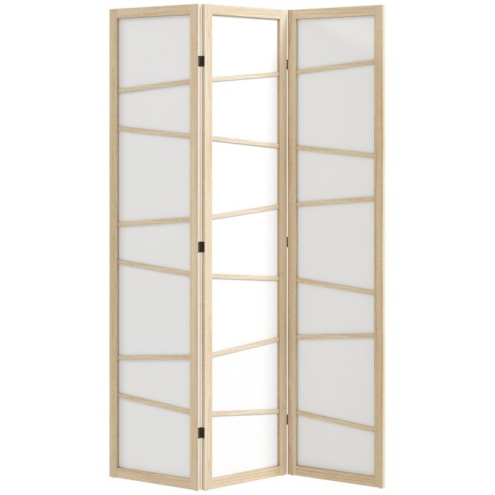 EASINGTON 3 Panel Wooden Folding Room Divider and Privacy Screen for Bedroom - Natural Wood Finish