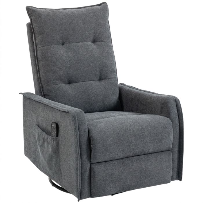 DAVENTRY Chenille Swivel Rocking Recliner Armchair with Massage and Heat - Dark Grey