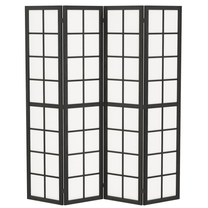 EATON 4 Panel Freestanding Folding Room Divider and Indoor Privacy Screen - Black and White