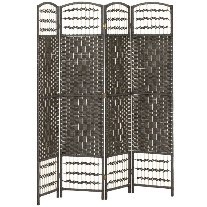 IVEGLEN 4 Panel Folding Room Divider with Pine Wood Frame - Dark Grey