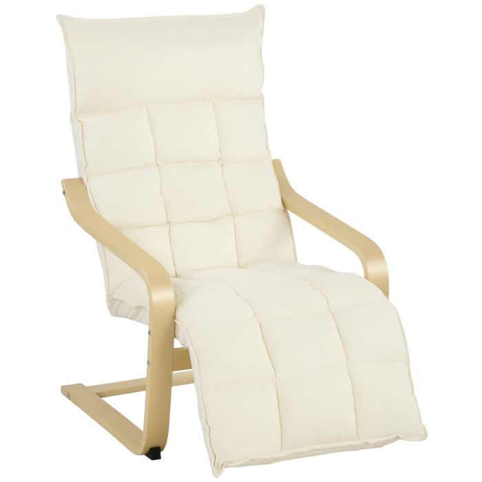 CROSTON Modern Accent Armchair with Footrest, Plush Cushion and Curved Legs - Cream White