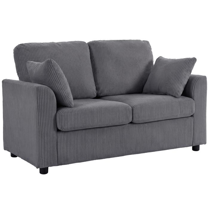 SWINBROOK Corduroy 2 Seater Sofa with Wide Deep Seat and Spring Cushions - Dark Grey