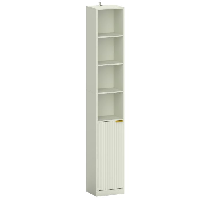TOWCESTER 6 Tier Bookcase with Adjustable Shelves and Anti Tip Hardware - Light Green and Gold Tone
