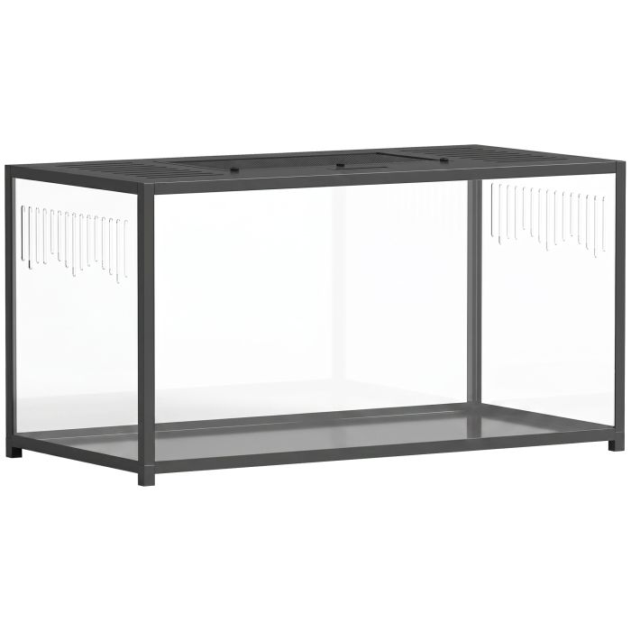 YALDING 100 x 50 x 52.5 cm Metal Hamster and Gerbil Cage with Openable Top - Black and Transparent