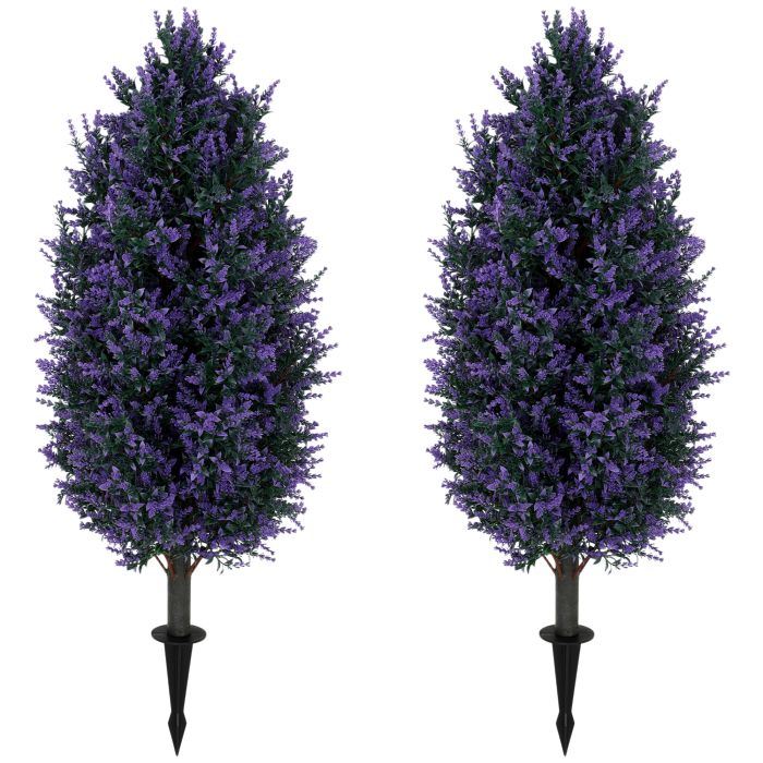 MINCHINHAMPTON Set of 2 UV Resistant Artificial Lavender Plants with Stakes, 90 cm Tall - Blue and Lavender