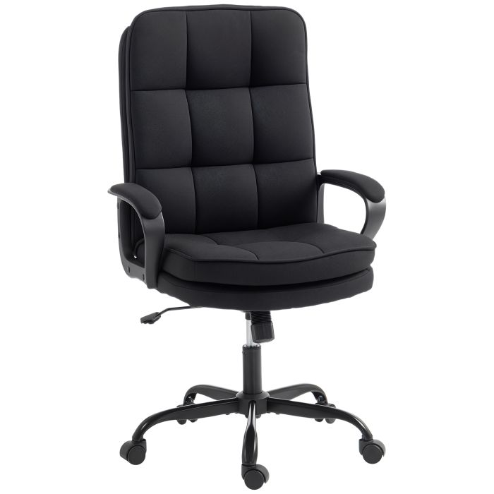 SOLRIC Double Padded Linen Look Office Chair - Black