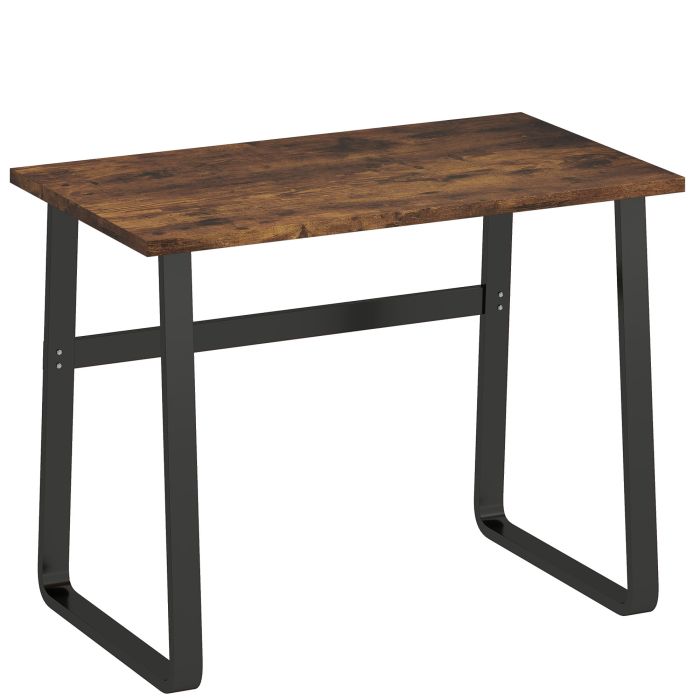FOXCOMBE Industrial Writing and Computer Desk with Metal Legs, 100 x 58 x 74.5 cm - Brown and Black