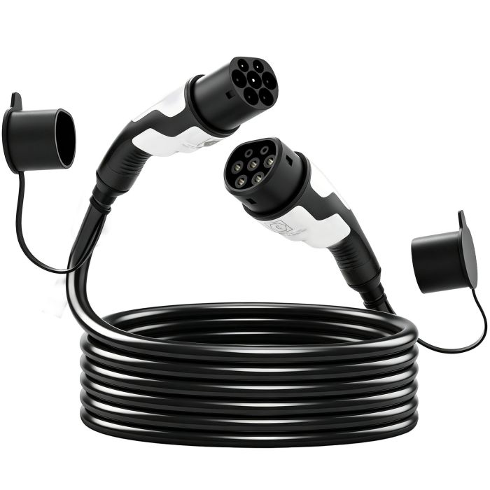UCKFIELD 22kW Type 2 EV Charging Cable, 10 m, 32A, Mode 3 and 3 Phase for Electric Cars - Black and White