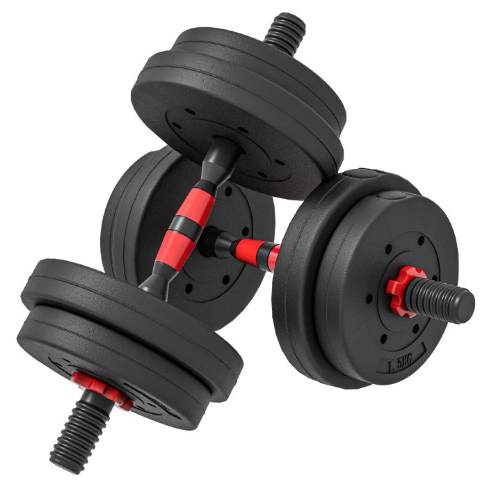ASHDOWN 15 kg 2 in 1 Adjustable Dumbbell and Barbell Weight Set for Strength Training - Black