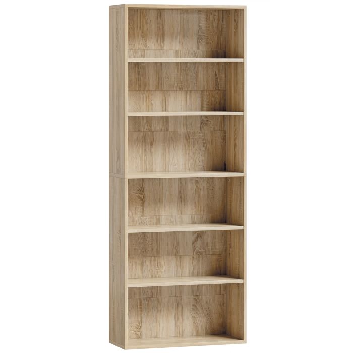 ALTTOR 6 Shelf Freestanding Bookcase for Living Room or Home Office - Oak Wood Effect