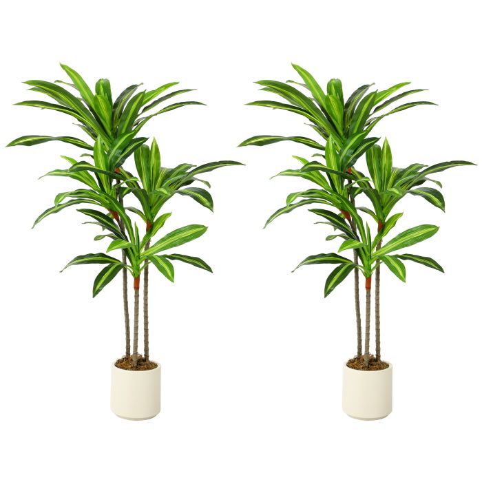 MONARA 120 cm Artificial Dracaena Tree with Lifelike Leaves and Bendable Trunks - Green