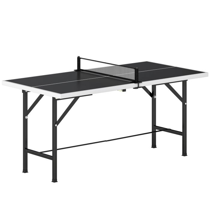 LYNDHURST 5ft Mid Size Table Tennis Table with Net, 2 Paddles and 3 Balls - Black