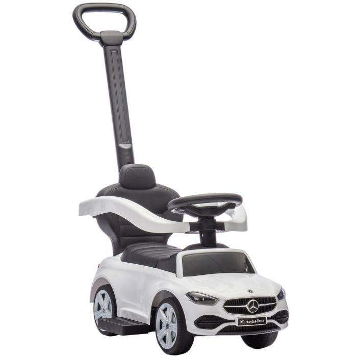 RADLETT Mercedes Benz C Class Licensed 2 in 1 Baby Ride On Push Car and Foot to Floor Walker - White