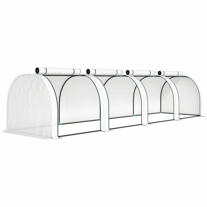 BEECHAM 395 x 100 cm Low Tunnel Garden Greenhouse for Plant Protection - White
