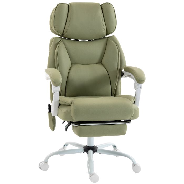 FOXANT High Back Heated Massage Office Chair with Vibration, Recline and Adjustable Height - Lime Green and White