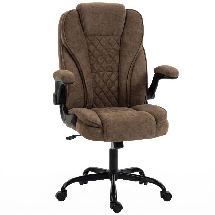 BARLESTONE Ergonomic Office Chair with Flip Up Armrests, Pocket Springs and Adjustable Height - Brown