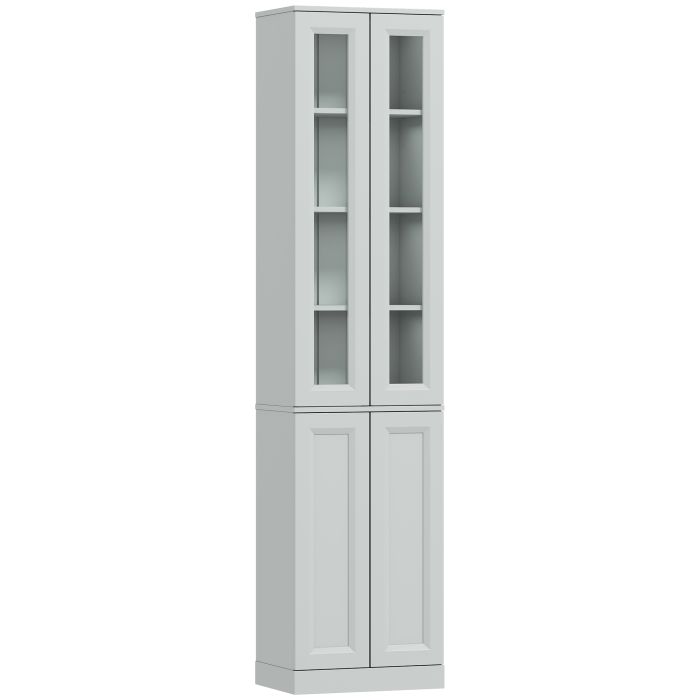 WOODLAND 6 Tier Slim Bathroom Storage Cabinet with Adjustable Shelf and 4 Soft Close Doors - Dusty Blue
