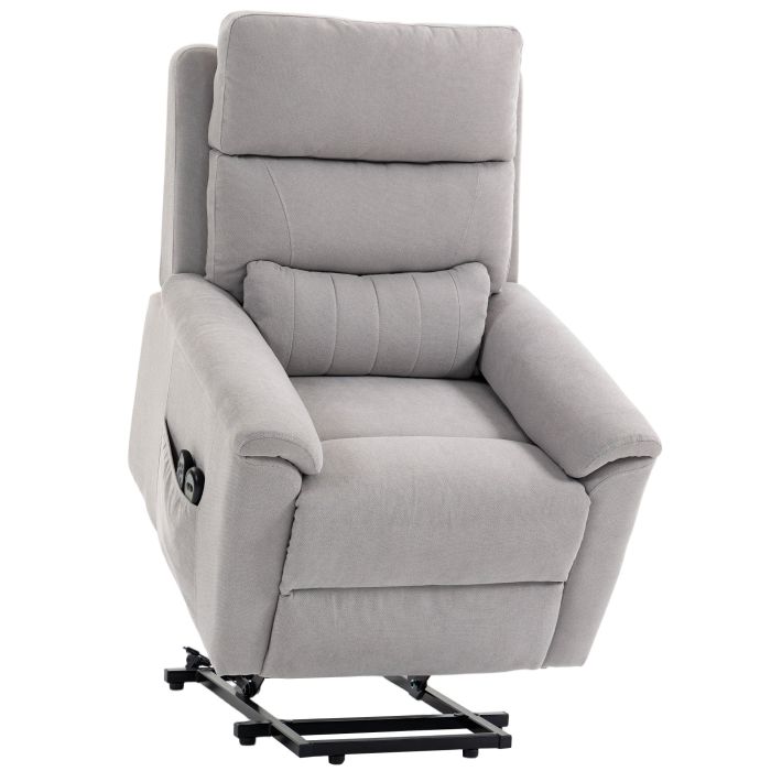 THATCHAM Terry Cloth Power Lift Recliner Chair with Massage, Heat and Spring Cushion - Light Grey