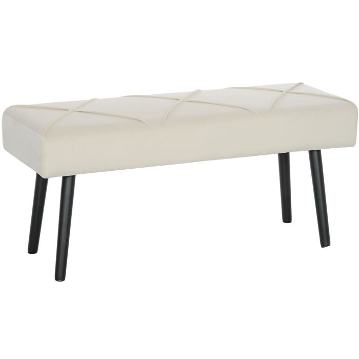 REDHILL Upholstered Hallway and End of Bed Bench with X Shaped Frame and Steel Legs - Cream