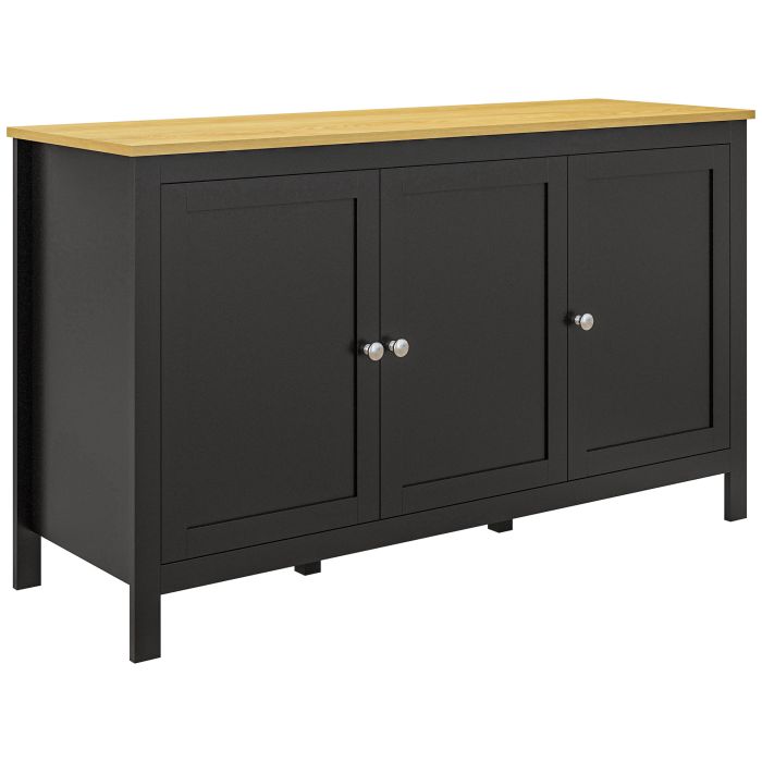 EXETER Sideboard Buffet Cabinet with Doors and Adjustable Shelves - Black and Natural