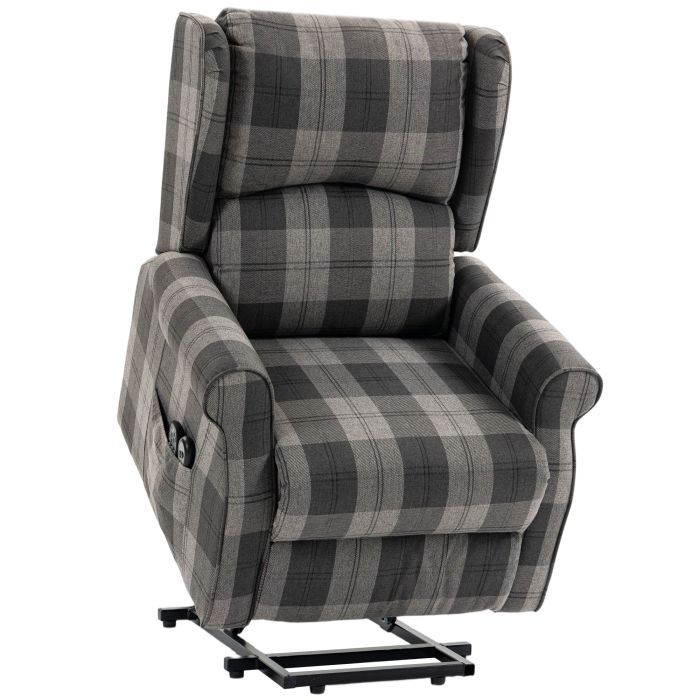 TETBURY Power Lift Recliner Chair with Vibration Massage, Heat, Remote and Side Pockets - Grey and Black