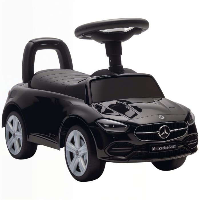 PORTLAND Mercedes Benz Licensed Foot to Floor Ride On Car with Horn, Sounds and Under Seat Storage - Black