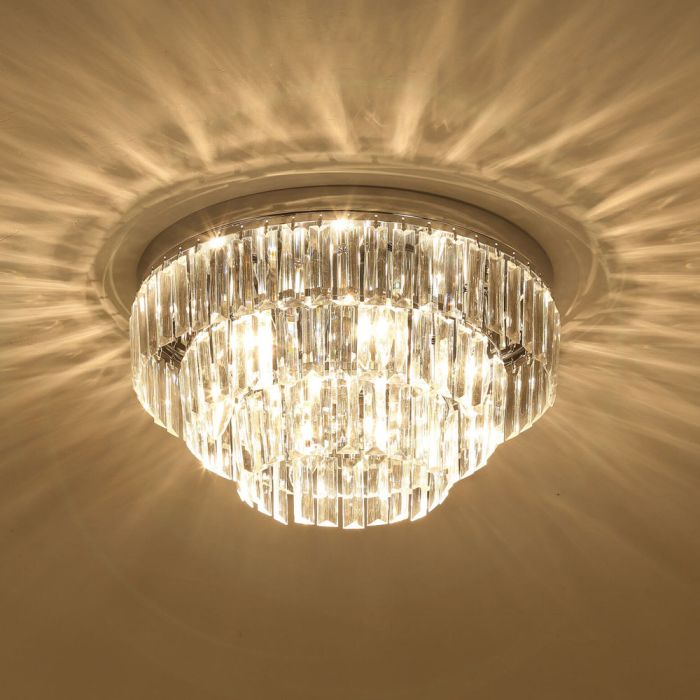 Mount Fixture Crystal Light Chandelier Hallway Living Room
