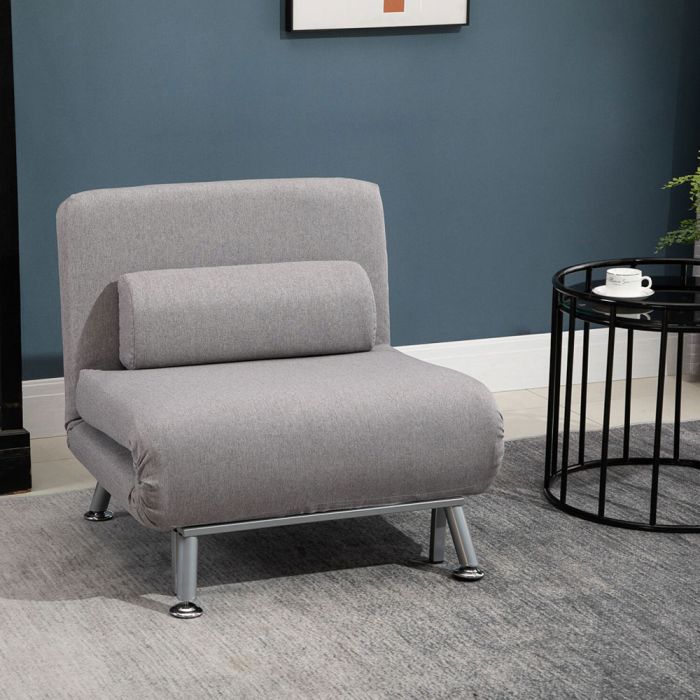Convertible Folding Sofabed With Pillow - Grey