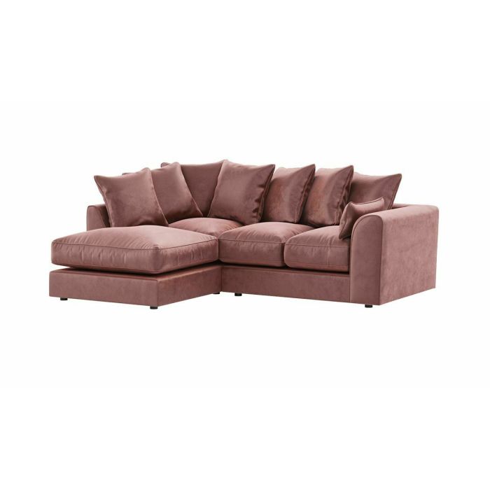 VOSTA Plush Velvet 4 Seater L Shaped - Right Hand Facing Corner Sofa - Pink