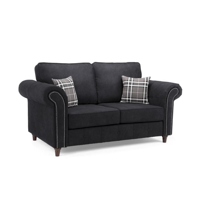 Hobson Soft Faux Leather Upholstered 2 Seater Sofa - Charcoal
