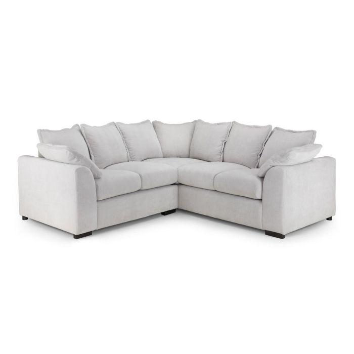 Haylett Soft Navy Polyester Large Corner Sofa - Natural